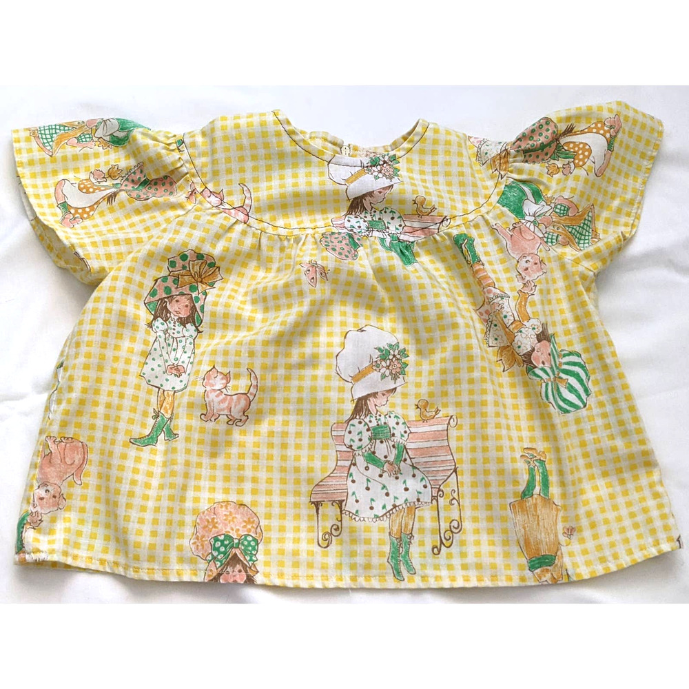 Vintage Handmade Holly Hobbie Peasant Cropped Top - Yellow